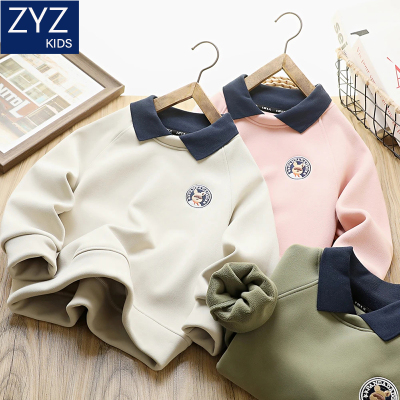 男童冬款加绒加厚保暖POLO领卫衣