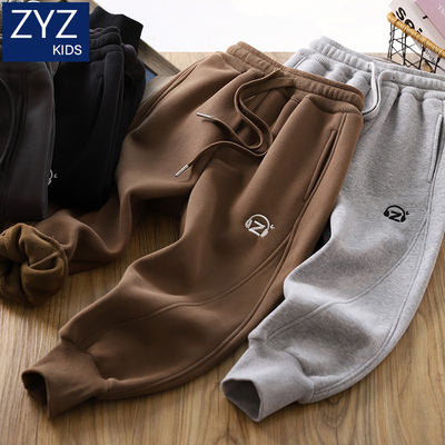男童加绒裤子秋冬新款儿童运动裤