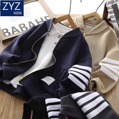 上衣中大童春秋款 男童春装 儿童立领拉链衫 外套2026新款 棒球服 时尚