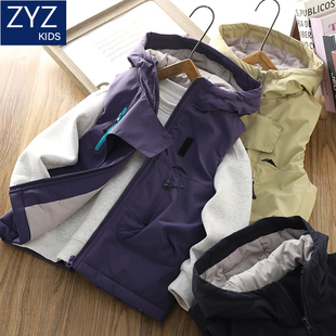 男童春季加厚夹棉连帽防风马甲外穿2026新款中大童儿童洋气外套冬