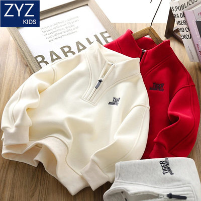 男童冬款加绒卫衣半高领防风保暖