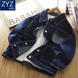 男童春季洋气翻领牛仔外套2026新款中大童儿童时尚潮流运动童装衣