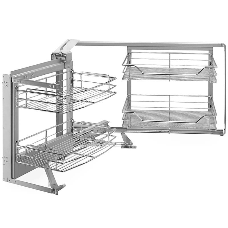 厨房橱柜转角拉篮小怪物不锈钢拉篮厨房置物架拐角旋转拉篮联动