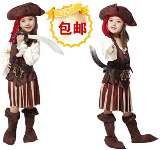 万圣节儿童化妆舞会可爱萝莉小女海盗服装爱莉丝船长海盗套装