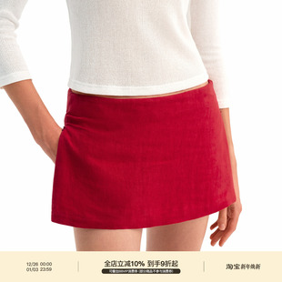 超柔肌理感mini裙裤 正红色短裙 _年度力荐 100%云感亚麻 PUKI
