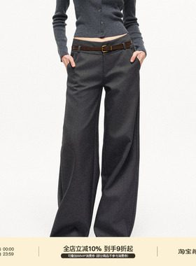 PUKI 莱赛尔立体裁片阔腿休闲百搭垂感低腰直筒西裤