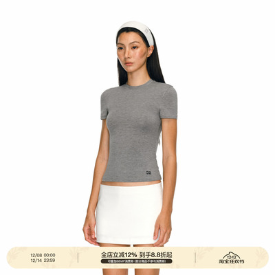 PUKI「0压感」修身显瘦舒适上衣 高弹圆领正肩基础T恤