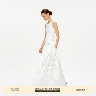 PUKI松弛感假两件 显瘦工字背心连衣裙 波点拼接针织收腰气质修身