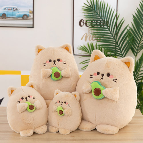 可爱牛油果猫毛绒抱枕公仔