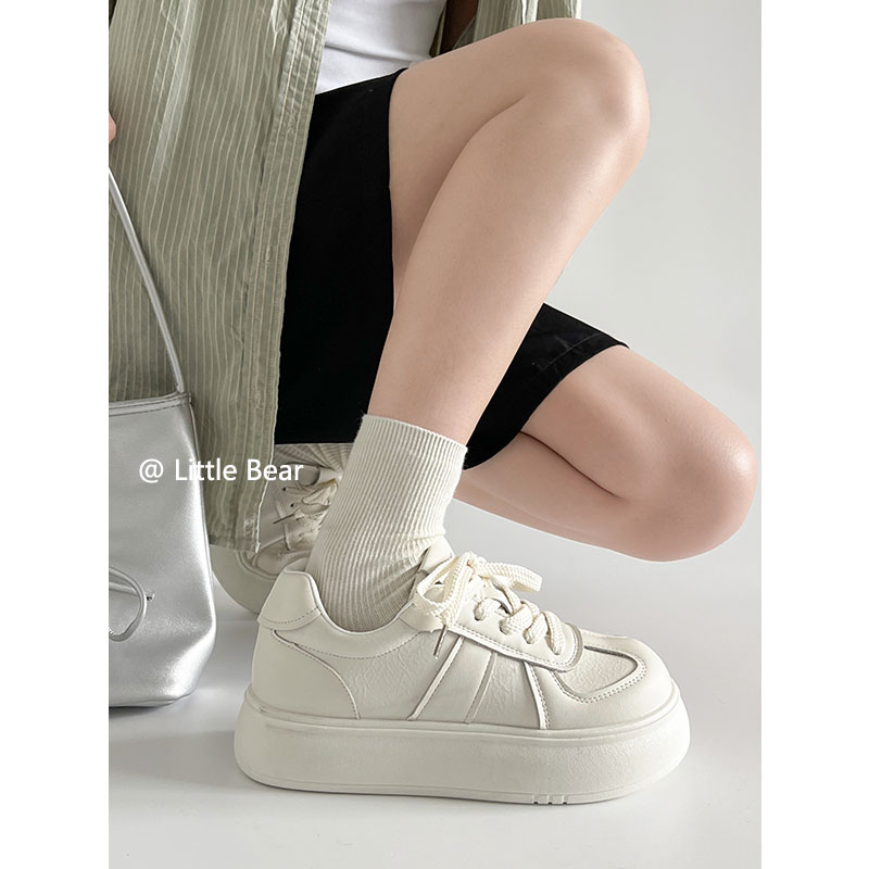 小熊出走小面包~厚底增高可爱小白鞋女春夏大头百搭学生休闲板鞋