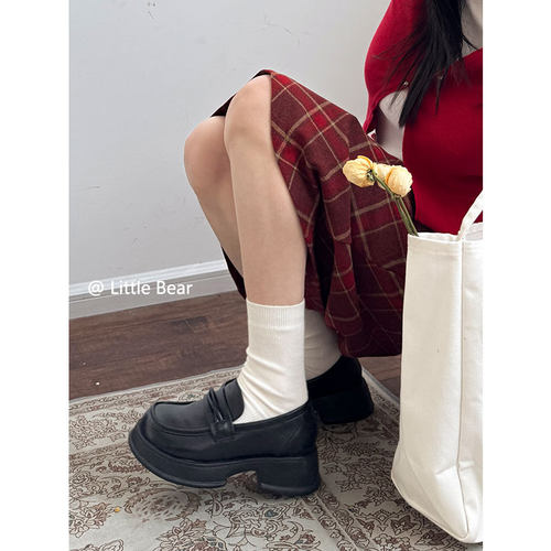 小熊出走通勤bi备小皮鞋厚底好穿