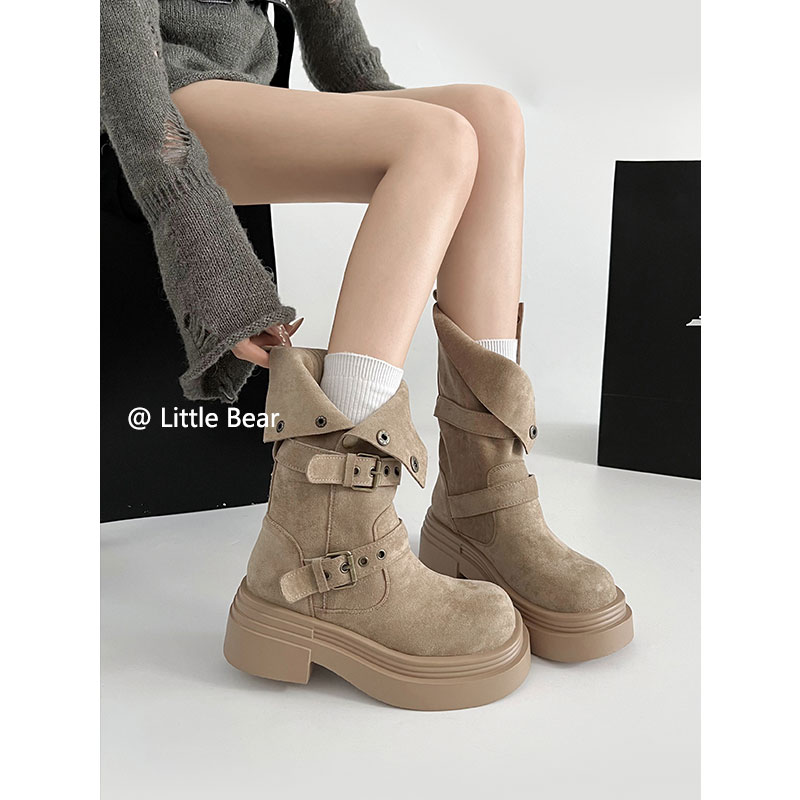 小熊出走美拉德马丁靴厚底增高