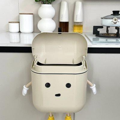 新款家用垃圾桶厨房桌面卫生间大号大容量带盖壁挂式高级感防水