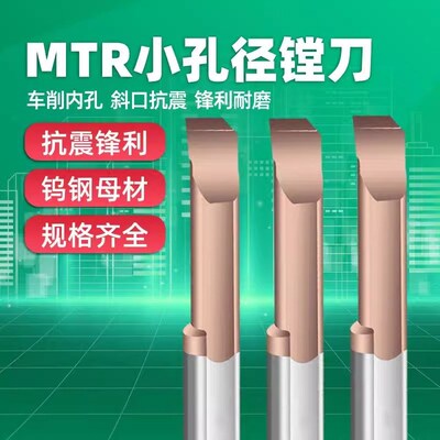 小孔径镗刀钨钢合金内孔刀杆MTR3抗震4R0.1不锈钢0.15微型车刀0.2