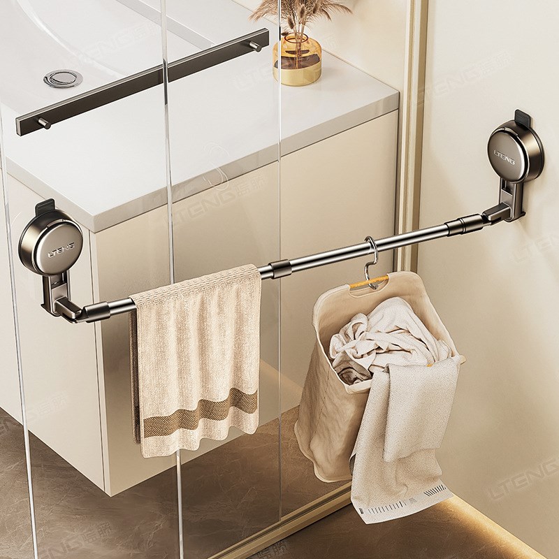 吸盘毛巾置物架浴室不锈钢挂架卫生间墙上壁挂式免打孔毛巾收纳架