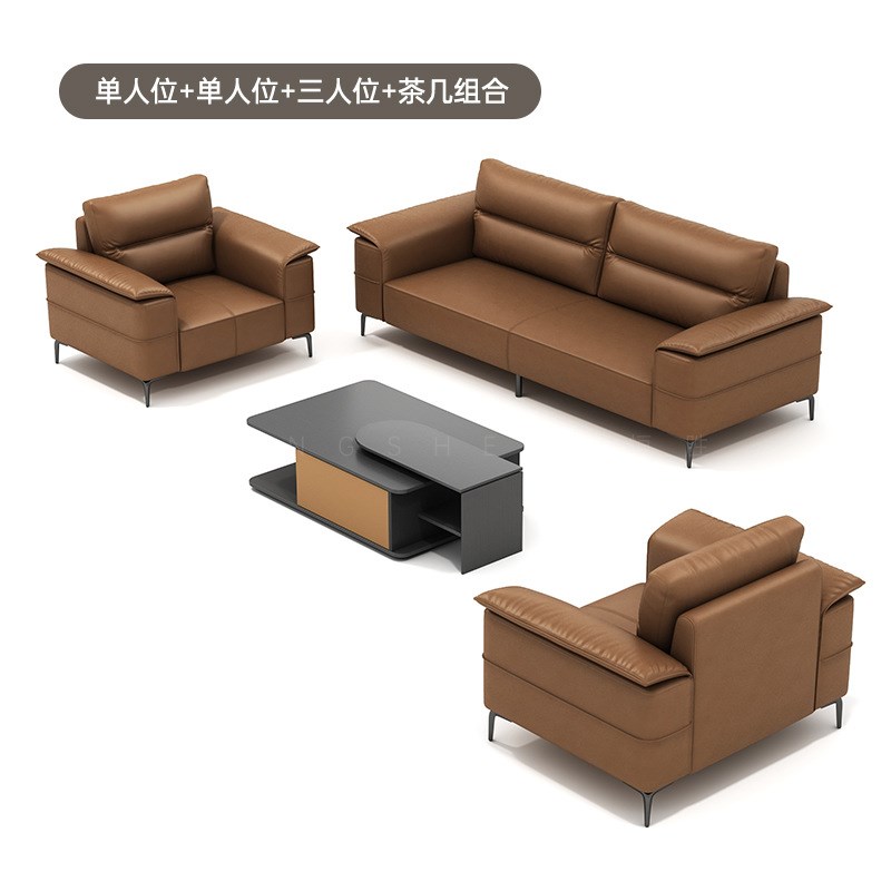 佛山办公室沙发茶几组合商务银行会客接待三人位沙发简约现代