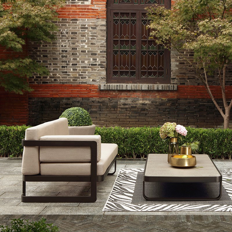 户外铝合金家具别墅庭院简约露天阳台双人办公室防水沙发茶几组合