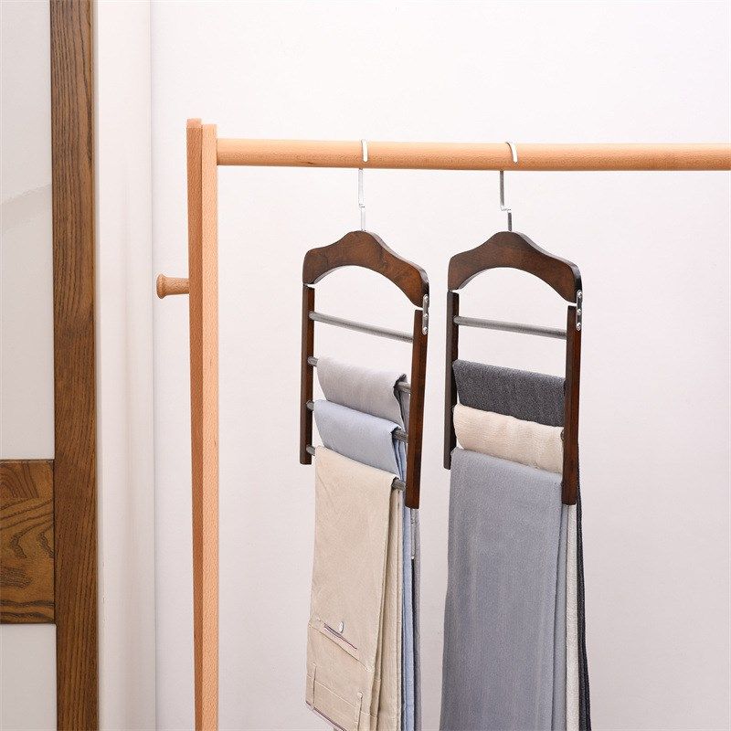 多功能荷木衣架无痕夹子衣挂高档宾馆酒店衣架子服装店套装木裤架