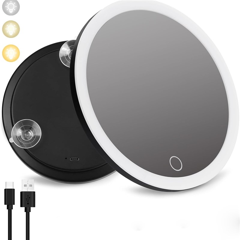 新款6英寸10倍20倍30倍放大充电led补光带灯可旋转支架化妆镜