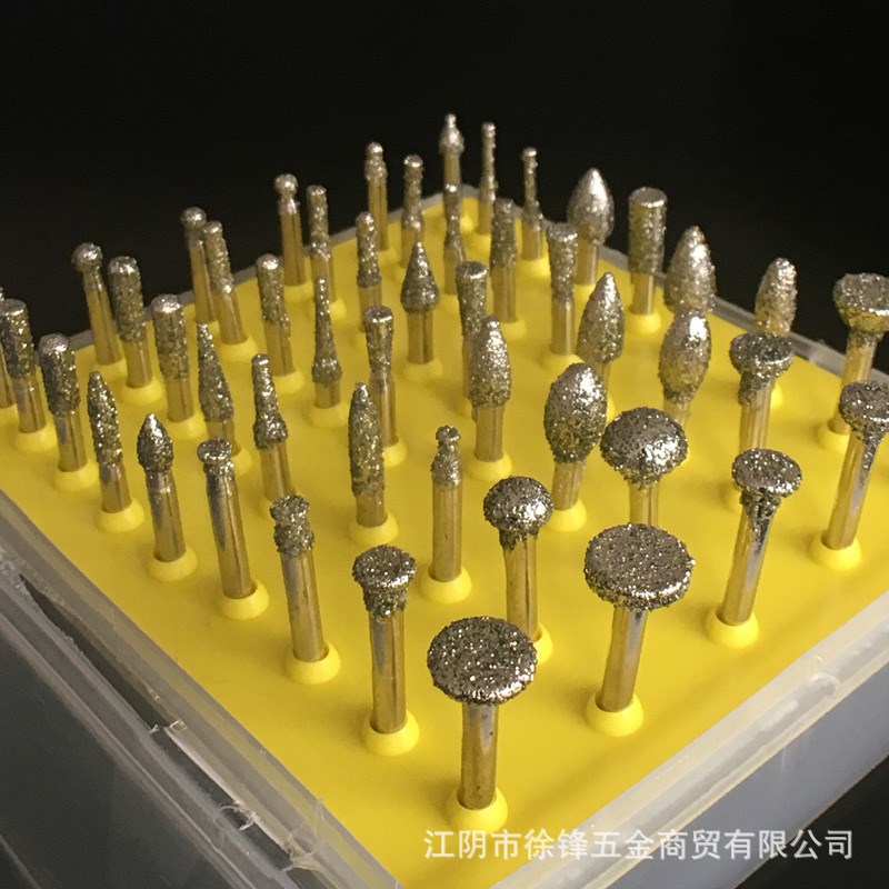 金刚石磨头电镀刀头50子混装小头46目粗砂柄直径3毫米石材金属用