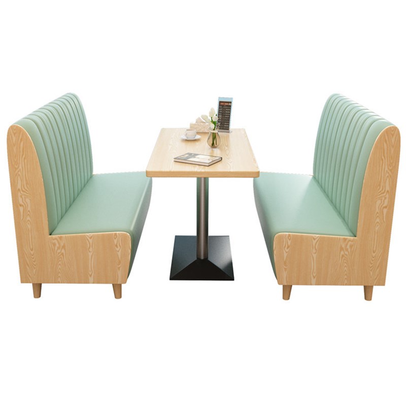 咖啡厅靠墙卡座实木椅奶茶店汉堡店学生食堂西餐厅沙发桌椅组合