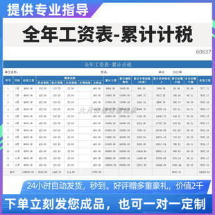 2023年新规原创设计精品全年工资表累计计税新个税EXCEL表格WPS系