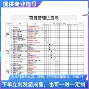 原创设计项目管理进度表模板EXCEL表格WPS系统
