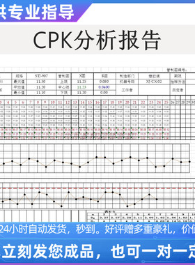原创设计精品CPK分析报告EXCEL表格WPS系统
