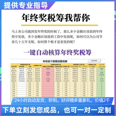 原创设计2025年年终奖计算税筹个税优化节省工资计算表格EXCEL