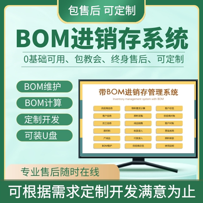 工业生产带BOM物料清单进销存出入库管理系统EXCEL表格WPS系统