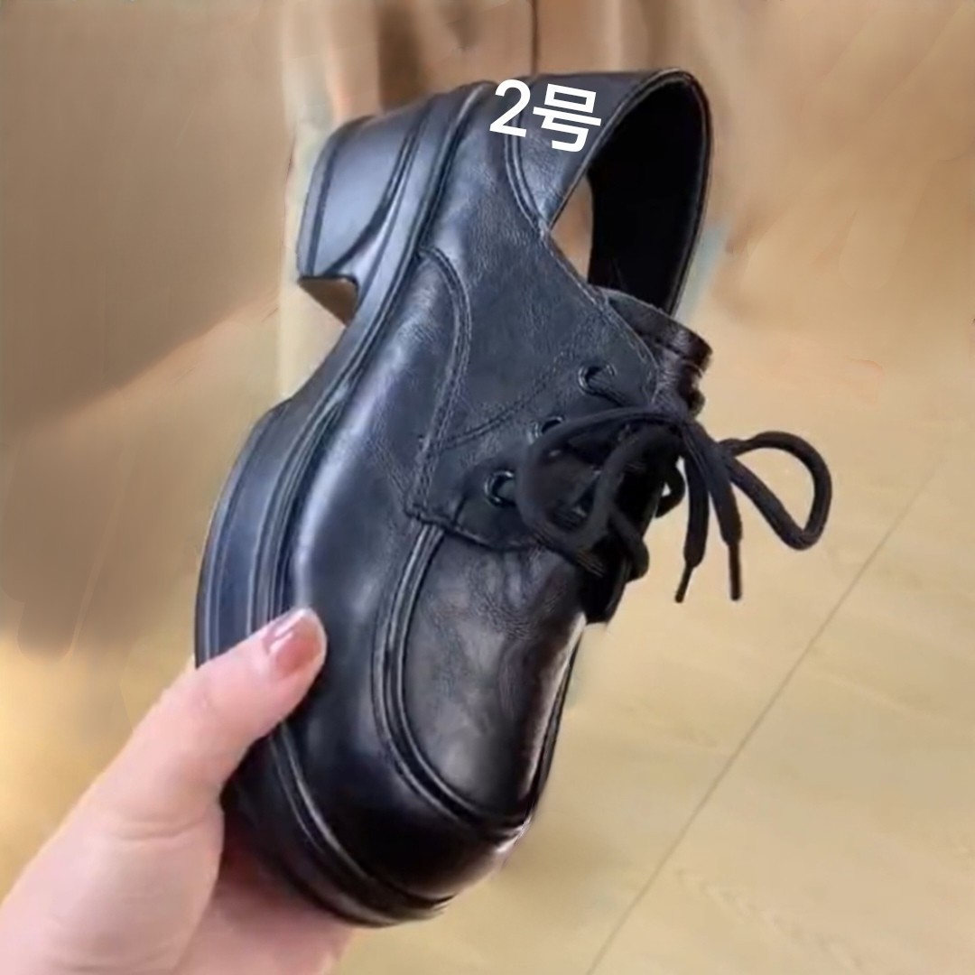 真皮厚底乐福鞋女2024新款松糕系带增高jk学院英伦风小皮鞋女，