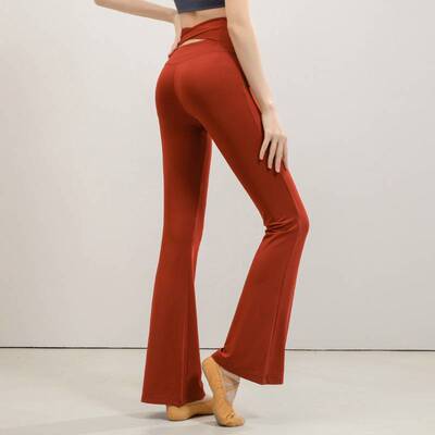 瑜伽裤女冬季外穿裸感高腰提臀健身运动跑步蜜桃臀加长微喇叭裤