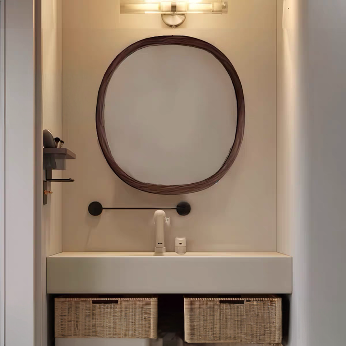 美式复古浴室镜异形壁挂装饰镜法式中古卫生间镜子智能挂墙化妆镜