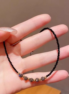 冷淡风ins气质黑色水晶项链