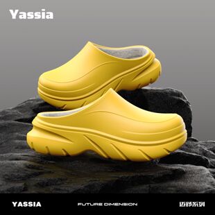 厚底防水防滑加绒包头棉拖半拖鞋 外穿秋厨师鞋 女鞋 亚束迈舒棉拖鞋