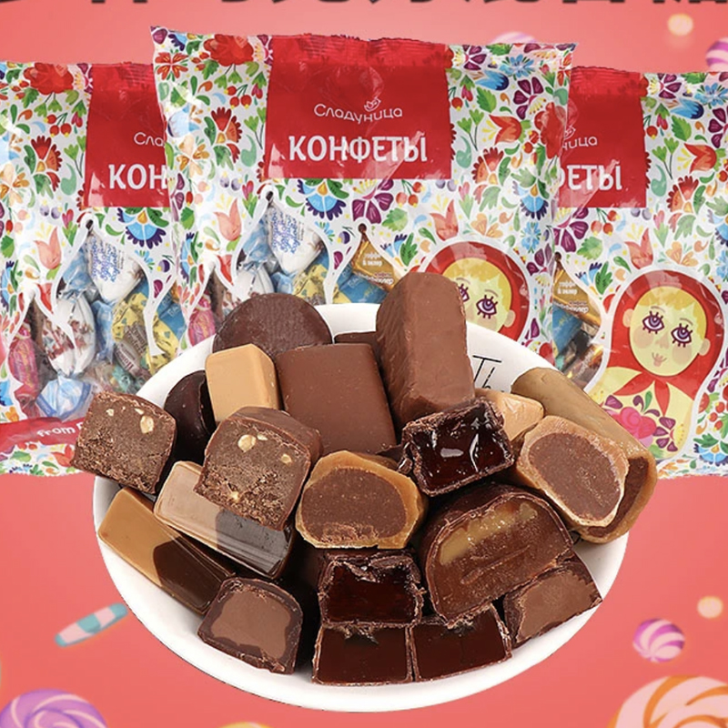 俄罗斯进口糖果巧克力混合糖KDV紫皮糖新年货婚庆喜糖散装礼盒装