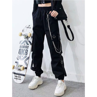 LadiesLoose Chain Straight Cargo Pants女士宽松链条直筒工装裤