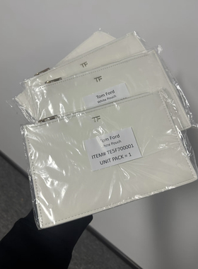 tf汤姆特化妆包信封手拿包黑色 白色PU皮质感拉链收纳包 长15高10