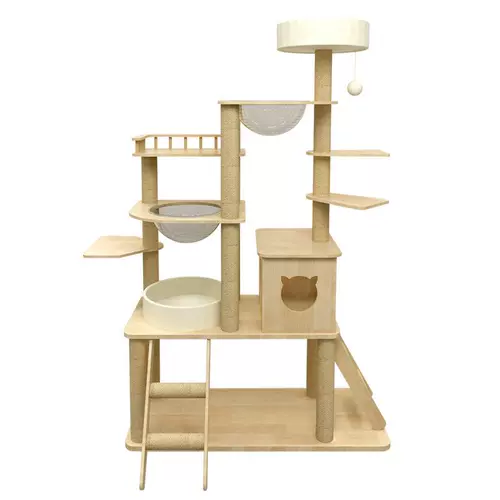 Популярная двойная лестница с короткими ножницами в двойной лестнице котенок многоногромотая платформа с твердым деревом с короткими кошками