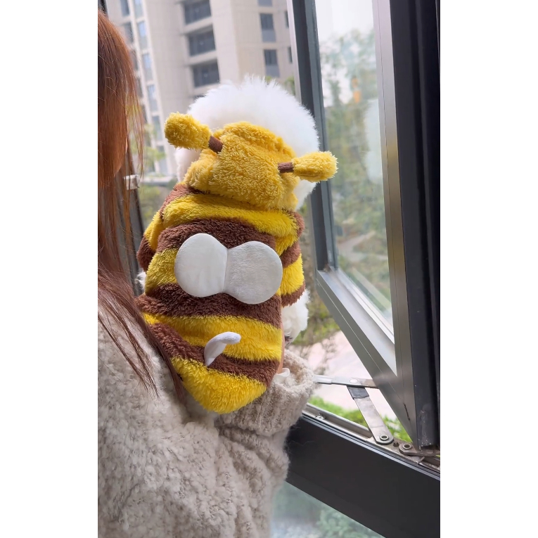 宠物小蜜蜂装狗狗服装新款猫咪秋冬变身泰迪比熊法斗加绒宠物衣服