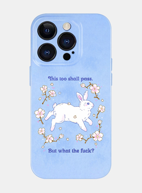 可爱兔子适用苹果16promax手机壳15蓝色12小米14华为mate60菲林可p70荣耀200少女心nova13一加oppo全包vivo软