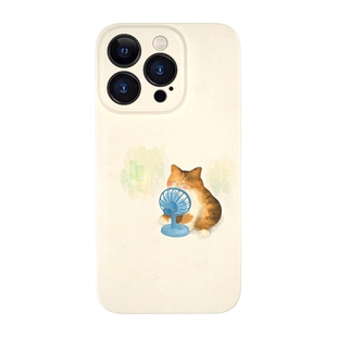 凉快~适合夏天的手机壳可爱趣味小猫iPhone13苹果15promax简约浅色小米14全包nova12适用mate60华为p70荣耀90
