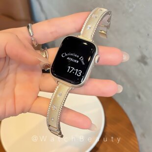 布契风金属镶钻手镯款苹果手表表带适用于AppleWatch10iwatch11S9