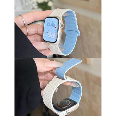 新反扣硅胶磁吸张婧仪同款iWatch表带AppleWatchS10代98765静静的