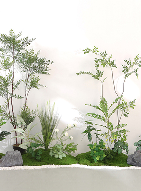 彷真绿色植物造景室内楼梯下大型彷生植物景观摆件橱窗假草坪苔藓