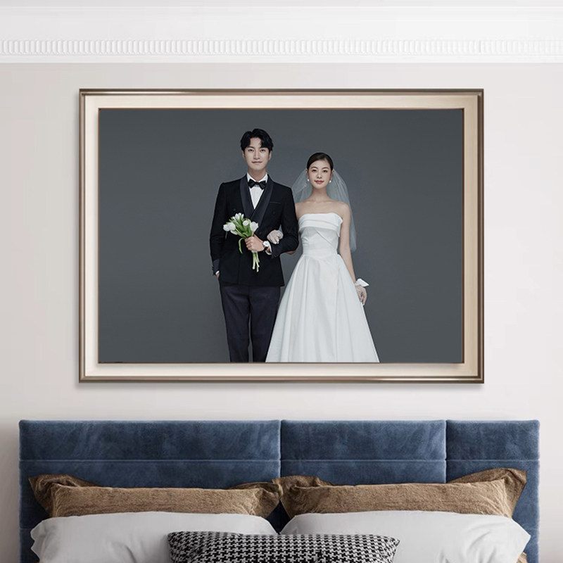 定制婚纱照相框 挂墙照片打印加相框结婚照相框全家福放大挂墙