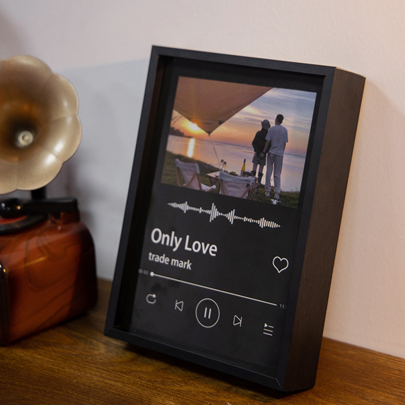 音乐播放相框情侣相框摆台音乐相框照片定制相框音乐铝合金相框