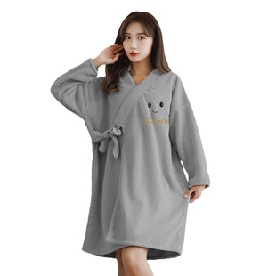 浴袍大衣新品成人澡堂浴衣连体睡衣双面长袍家居服夏季浴巾厚款款