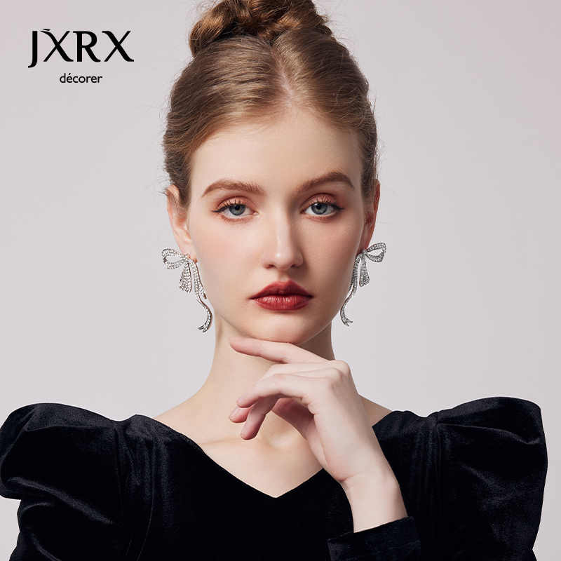 超闪蝴蝶结耳环女设计感