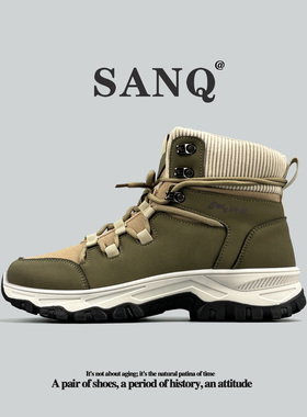 外贸俄罗斯单马丁靴皮面户外登山靴防水保暖男士高帮靴复古工装靴